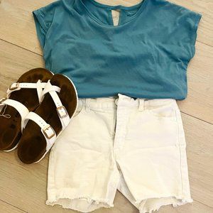 girl kids white jean shorts (shirt and shoes not for sale)